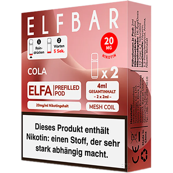 elfbar pods cola Elfa 2 x 20 mg Doppelpack kaufen elf bar pods geschmack Elfbar Elfa Turbo Refillable
